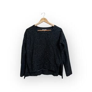 Madewell Women’s Black Thin Stripe High-Low Hem Casual Sweater Size Small